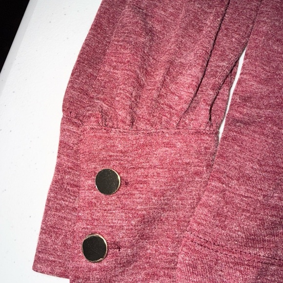 NWT LOFT Ann Taylor V Neck Tie Flowy Shirt Maroon Magenta Career XL - Picture 3 of 10